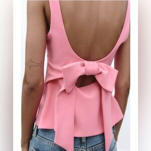 Zara Pink Back Bow Top